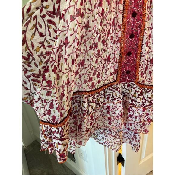 Poupette St Barth Women Pink Boho Ruffle Poncho Tiered Mini Dress, one size $300 - Picture 6 of 8